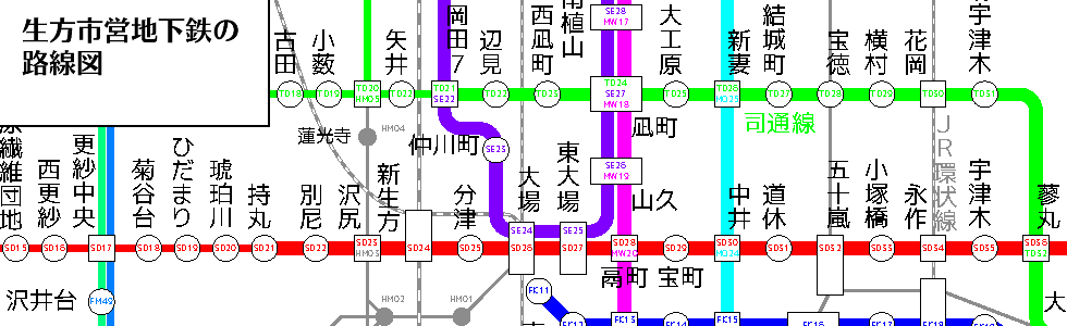 生方市営地下鉄路線図